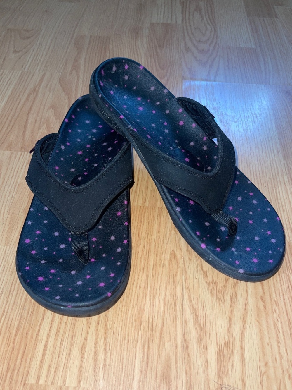 Spenco Black Paint Speckled Yumi Sandals / Flip Flops Size 12